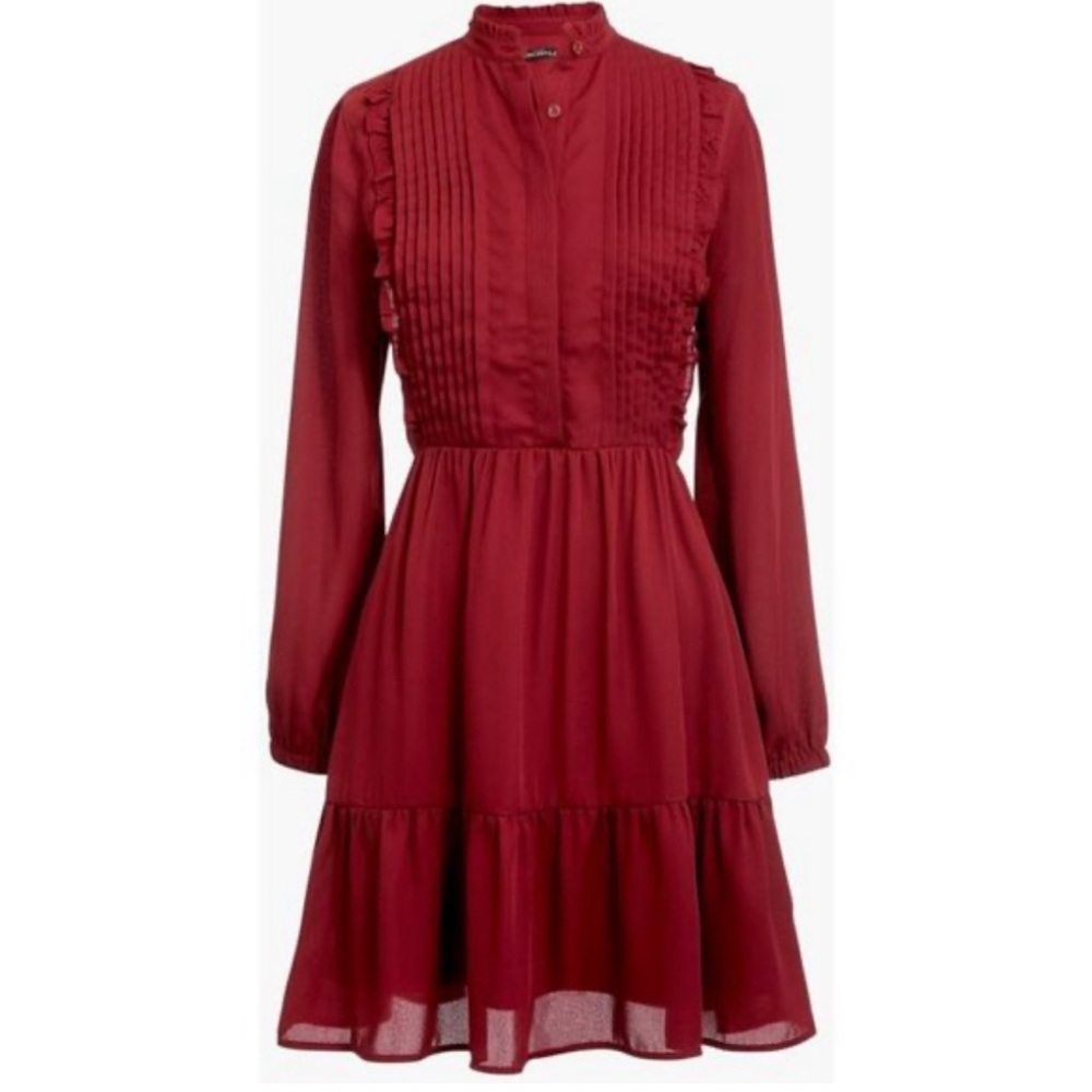 J. Crew Factory Burgundy Long-Sleeve Mini Dress